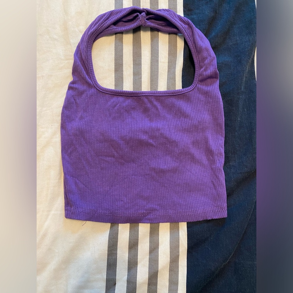 SHEIN Purple Ribbed Crop Top